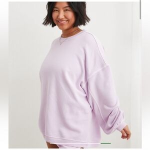 Aerie REAL crewneck oversized sweatshirt, lavender, size Large